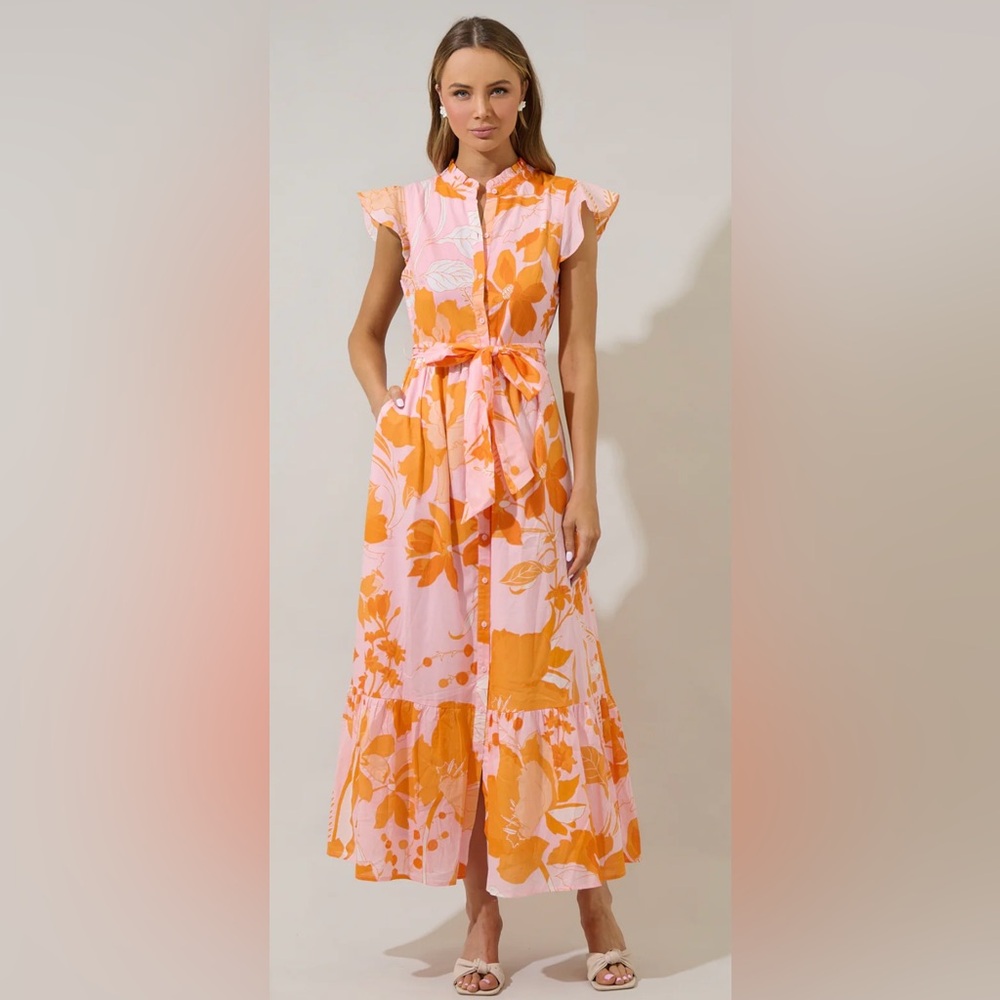Sugarlips Lenira Floral Riah Button Down Maxi Dress